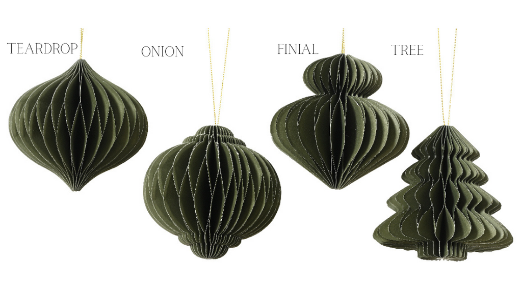 Green Paper Hanging Decorations - 4 ass
