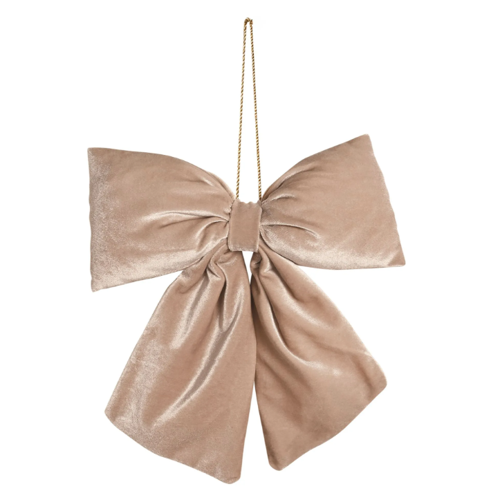 Taupe velvet hanging bow ( 38cm )
