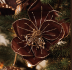 Chocolate velvet clip on poinsettia (18cm)
