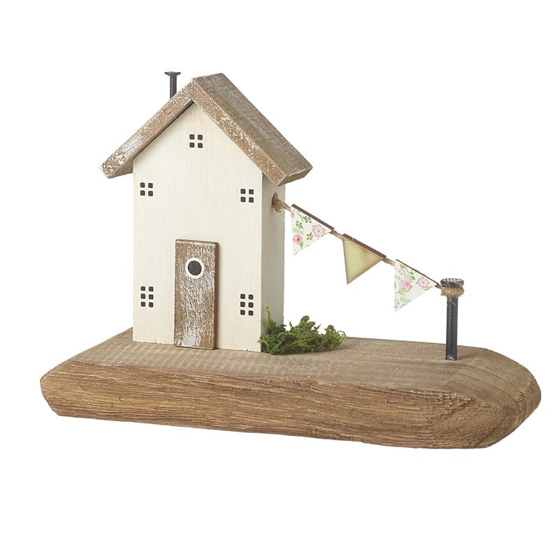 Wooden house with bunting
