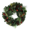 Wreath with mixed foliage, cones and berries