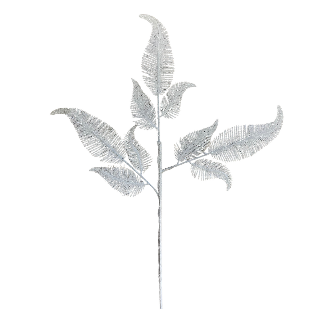 White glitter leaf stem