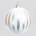 Champagne/white stripe bauble (15cm)