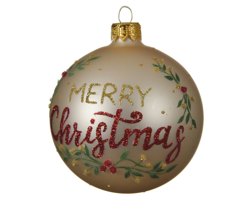 Merry Christmas matte gold bauble