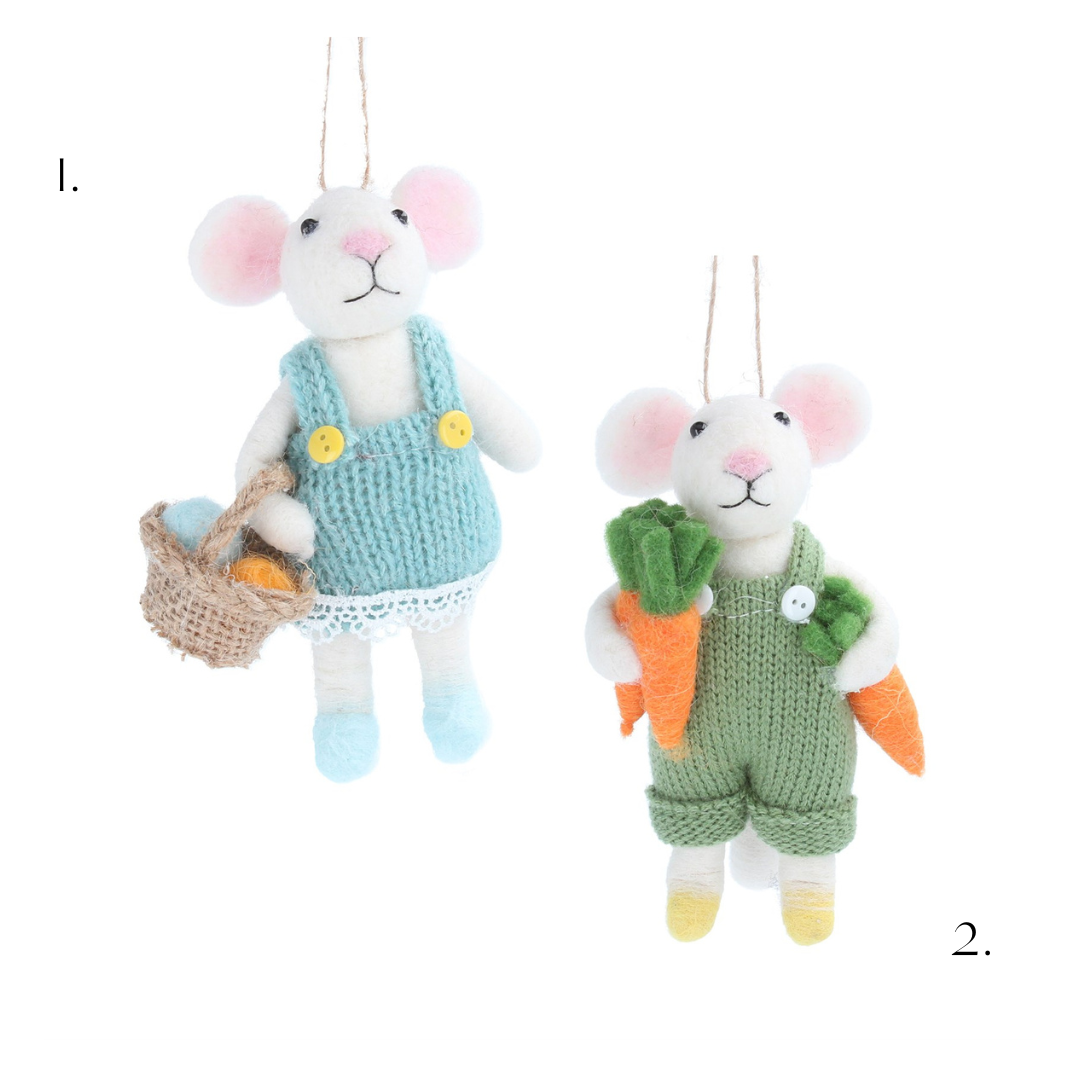 Mr & Mrs mouse with knitted outfits