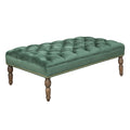 Hunter green velvet button pressed footstool