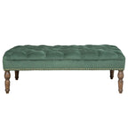 Hunter green velvet button pressed footstool