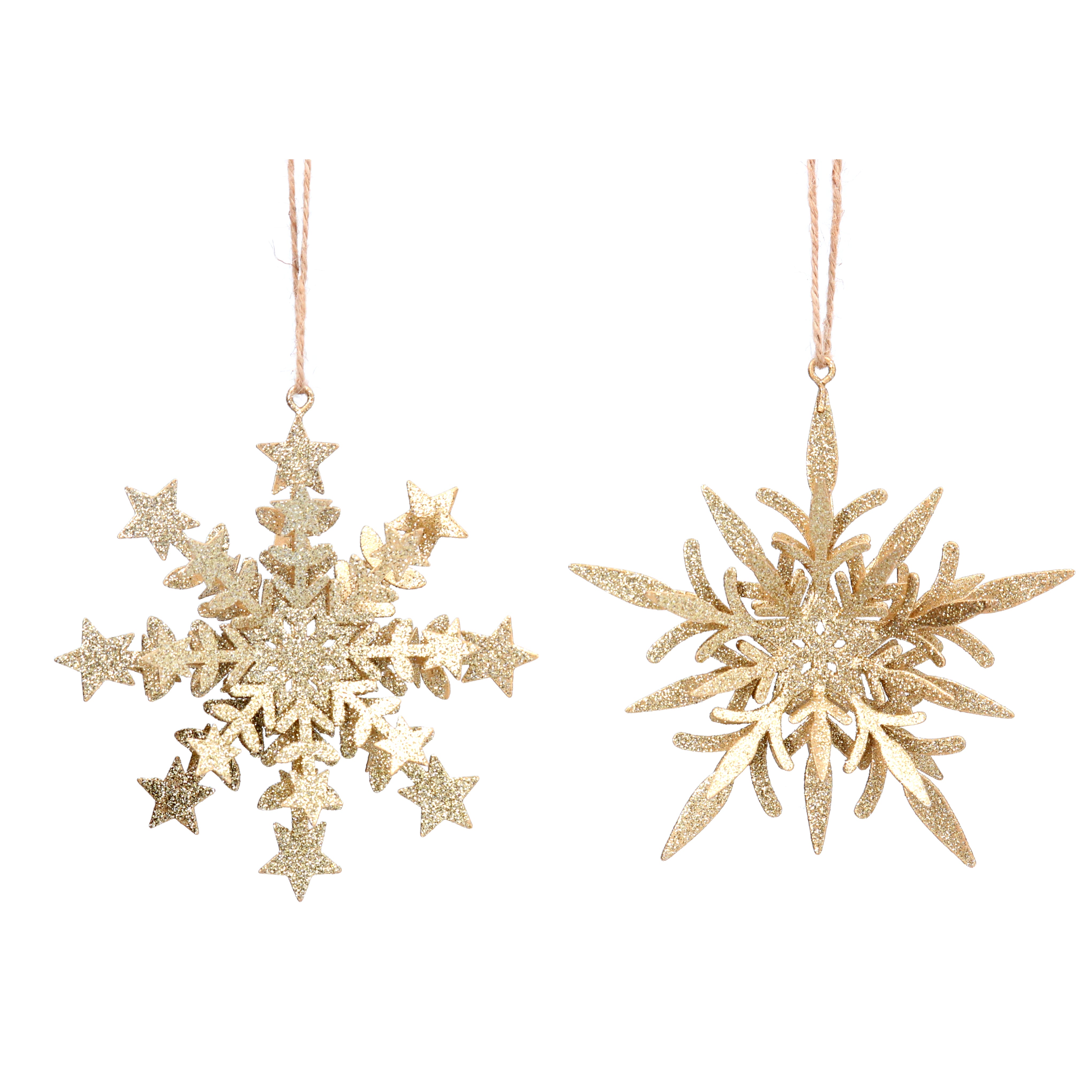 Pale gold semi-3D  snowflake dec