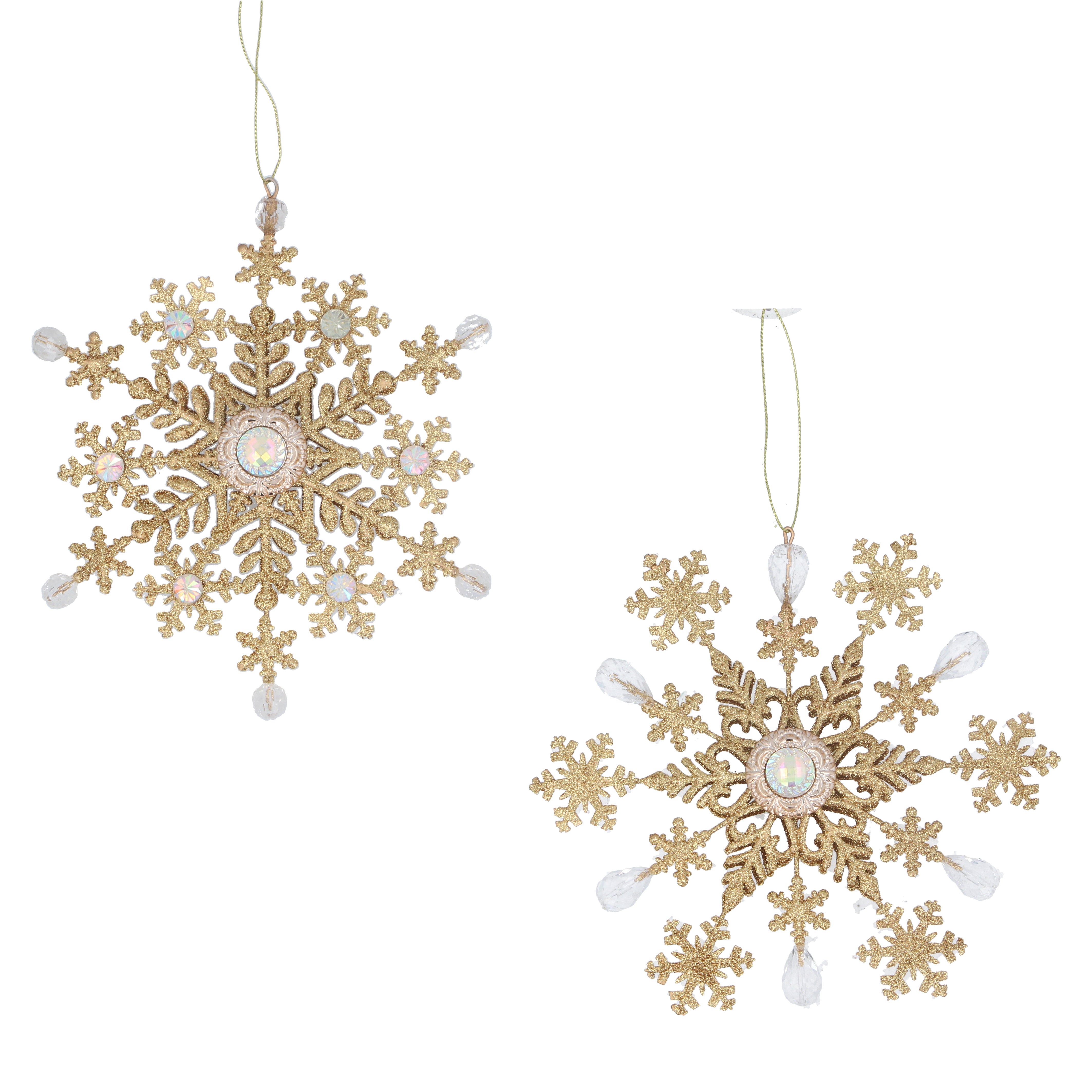 Gold glitter snowflake hanging dec