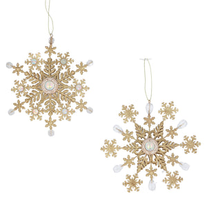 Gold glitter snowflake hanging dec