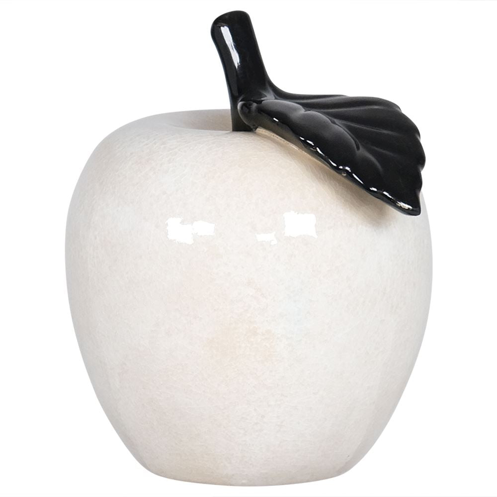 Large cream and black apple ornament
