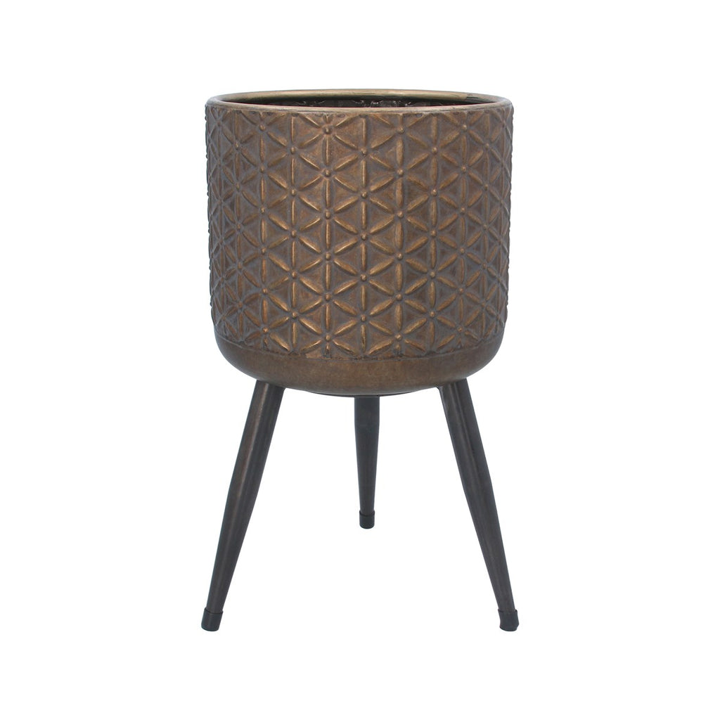 Bronze daisy metal pot cover with legs