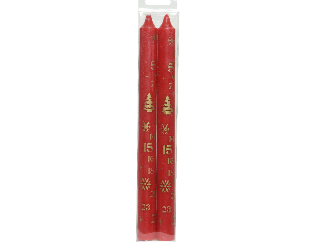 Set of 2 red advent candles