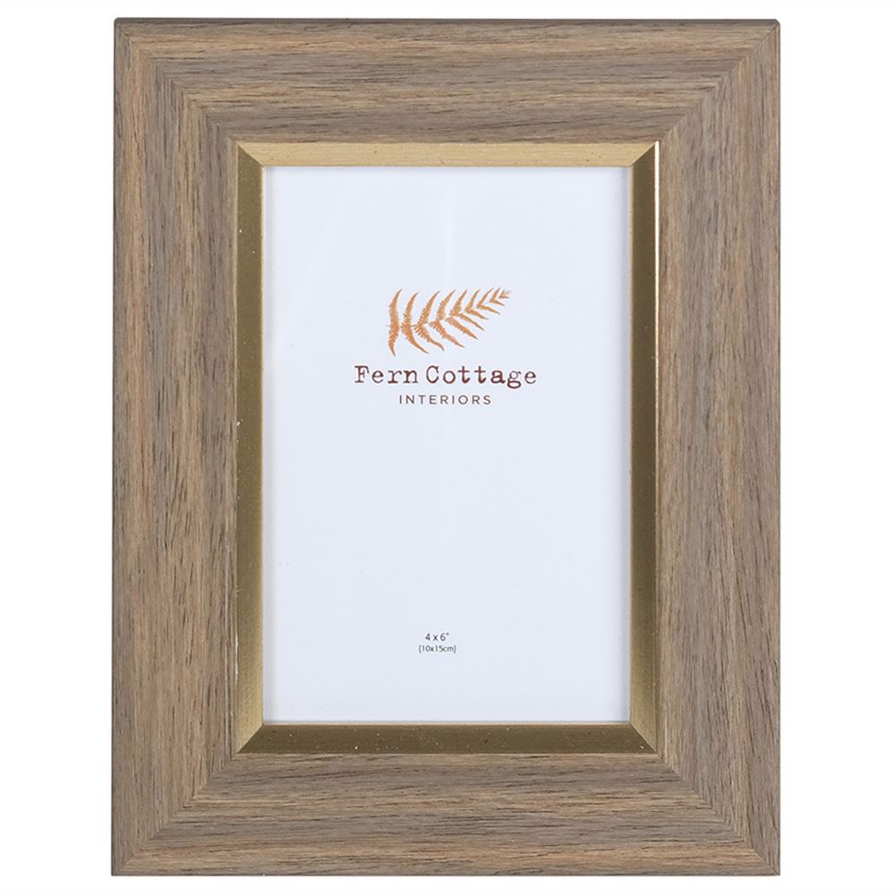 Wood effect photo frame with gold inlay 4 x 6
