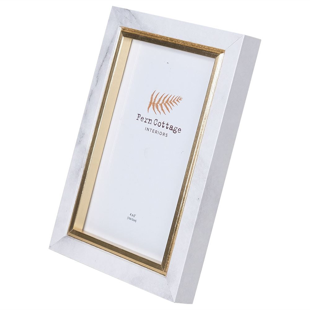 Marble effect photo frame with gold trim - 4 x 6