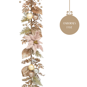 6ft rose gold and pink bauble garland