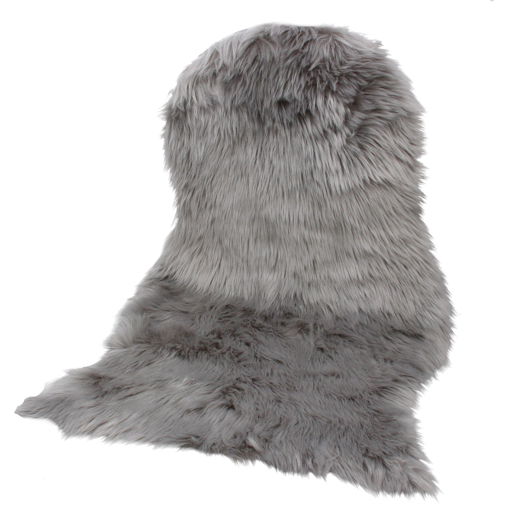 Grey faux fur rug