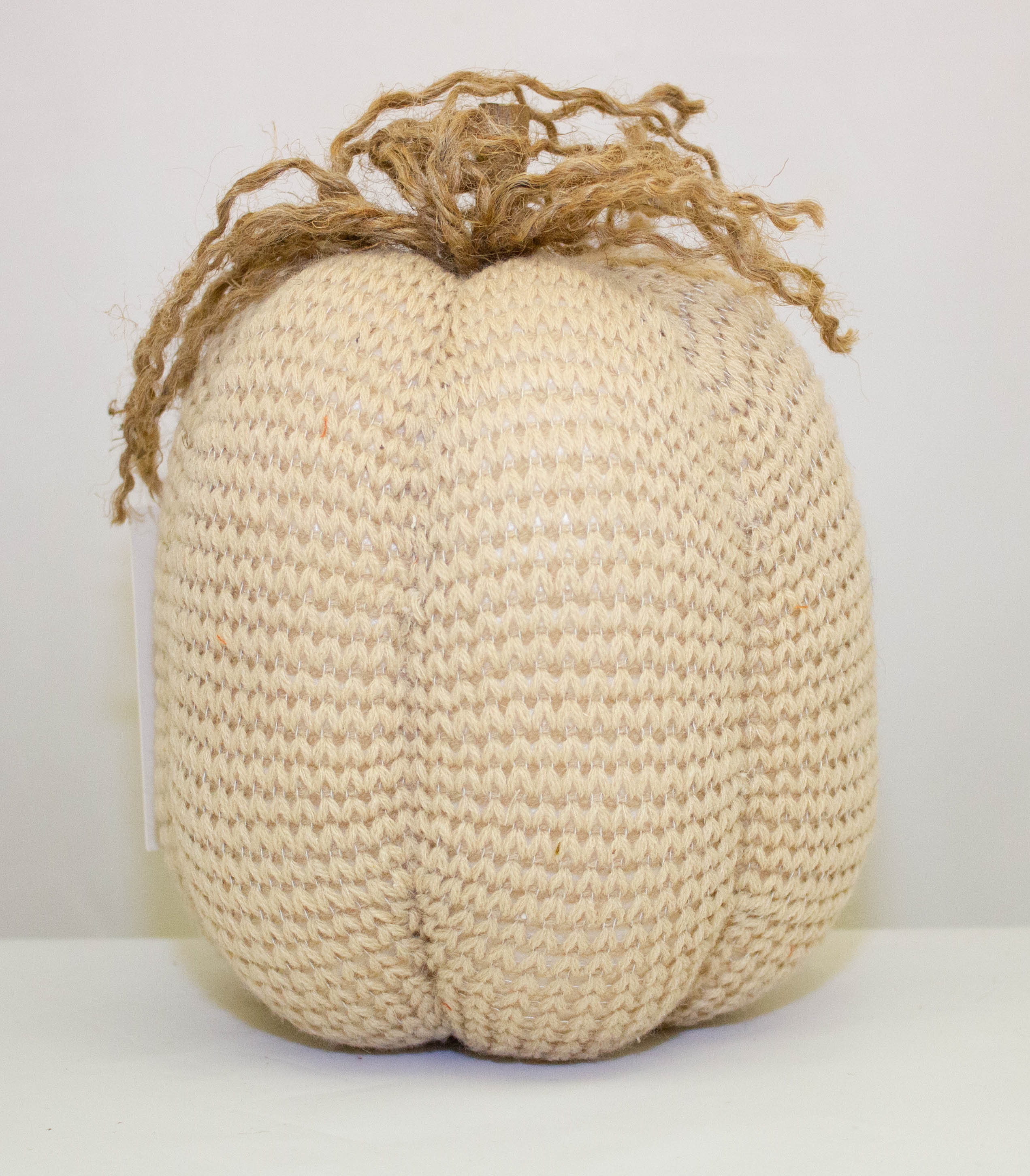Rustic knitted tall cream pumpkin