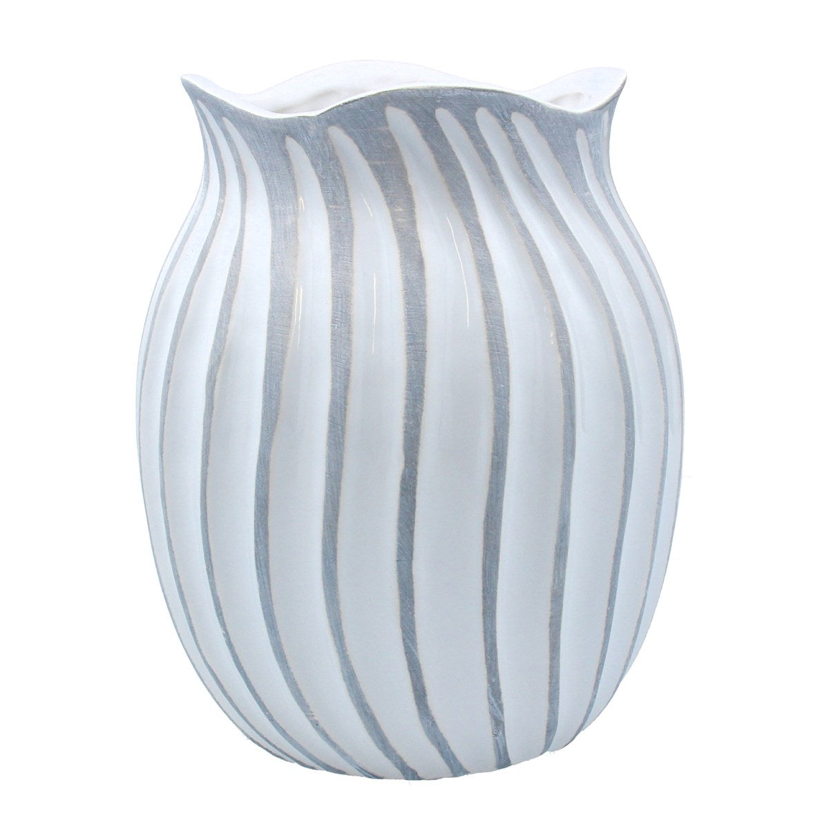 White and grey ceramic wave vase
