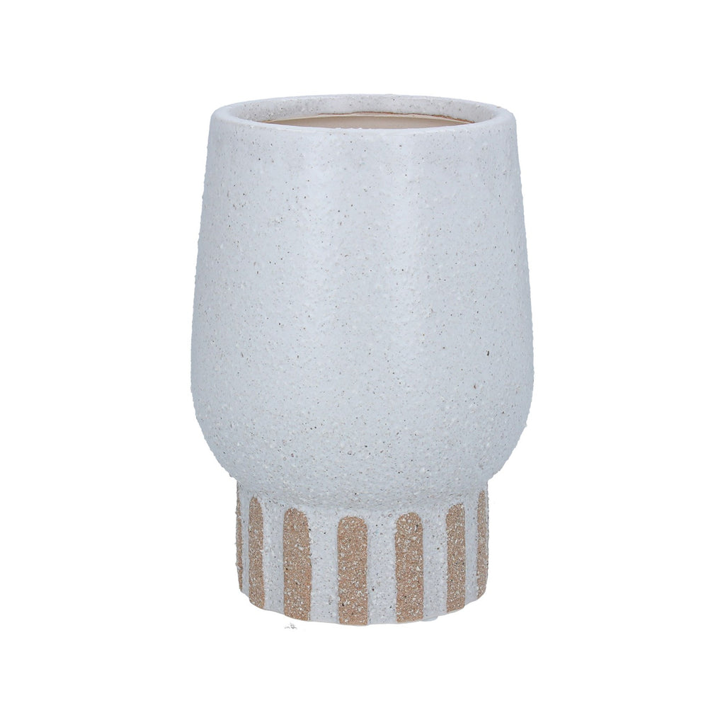 White/natural textured stoneware pot cover (Small)