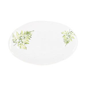 Fern white ceramic oval plate
