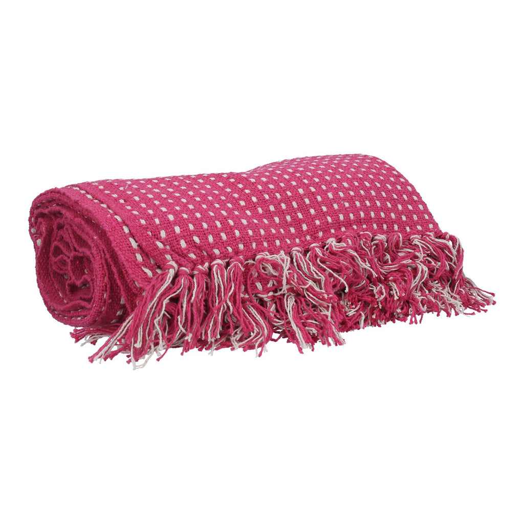 Hot pink woven stab stitch throw