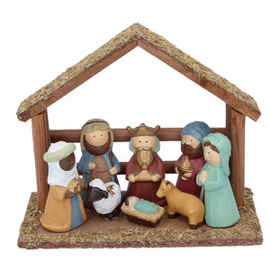 Ceramic Nativity with Wood House