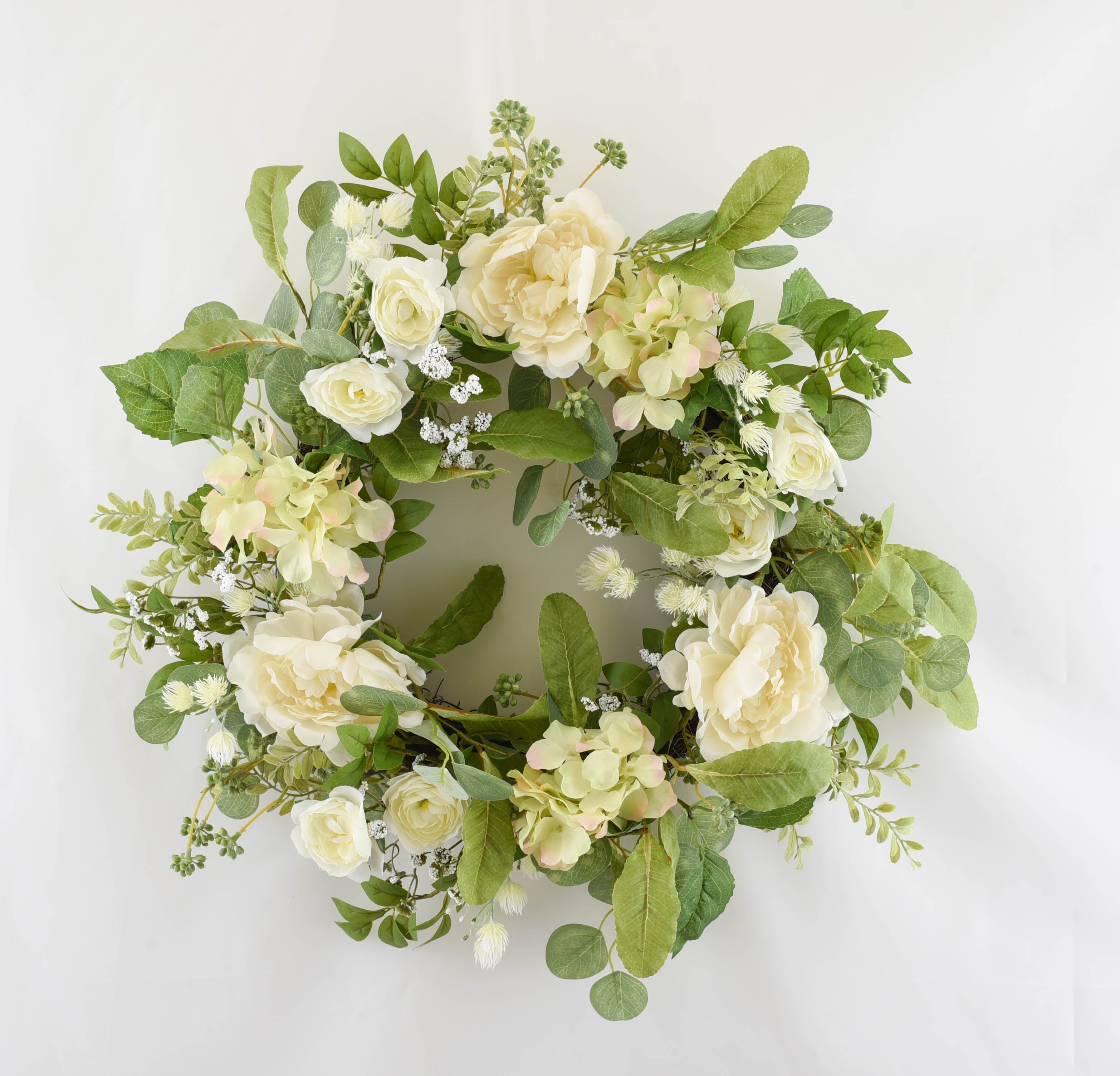 Cream peony wreath