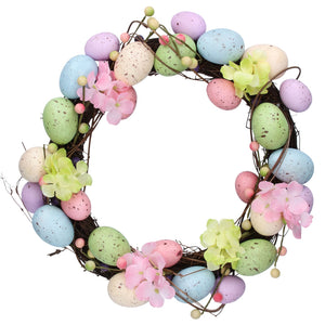 Pastel egg wreath with flowers