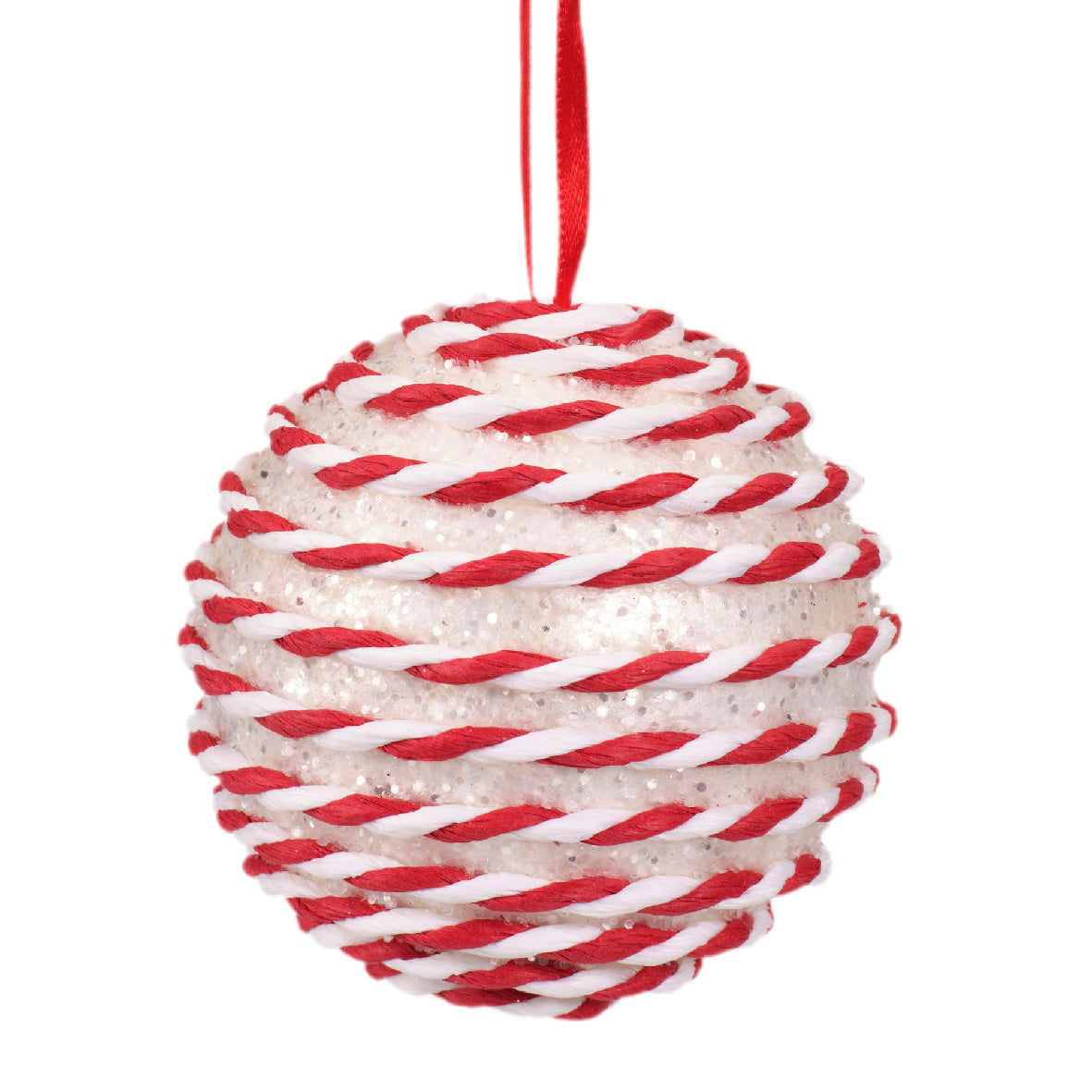 Candy cane foam round baubles (8cm)