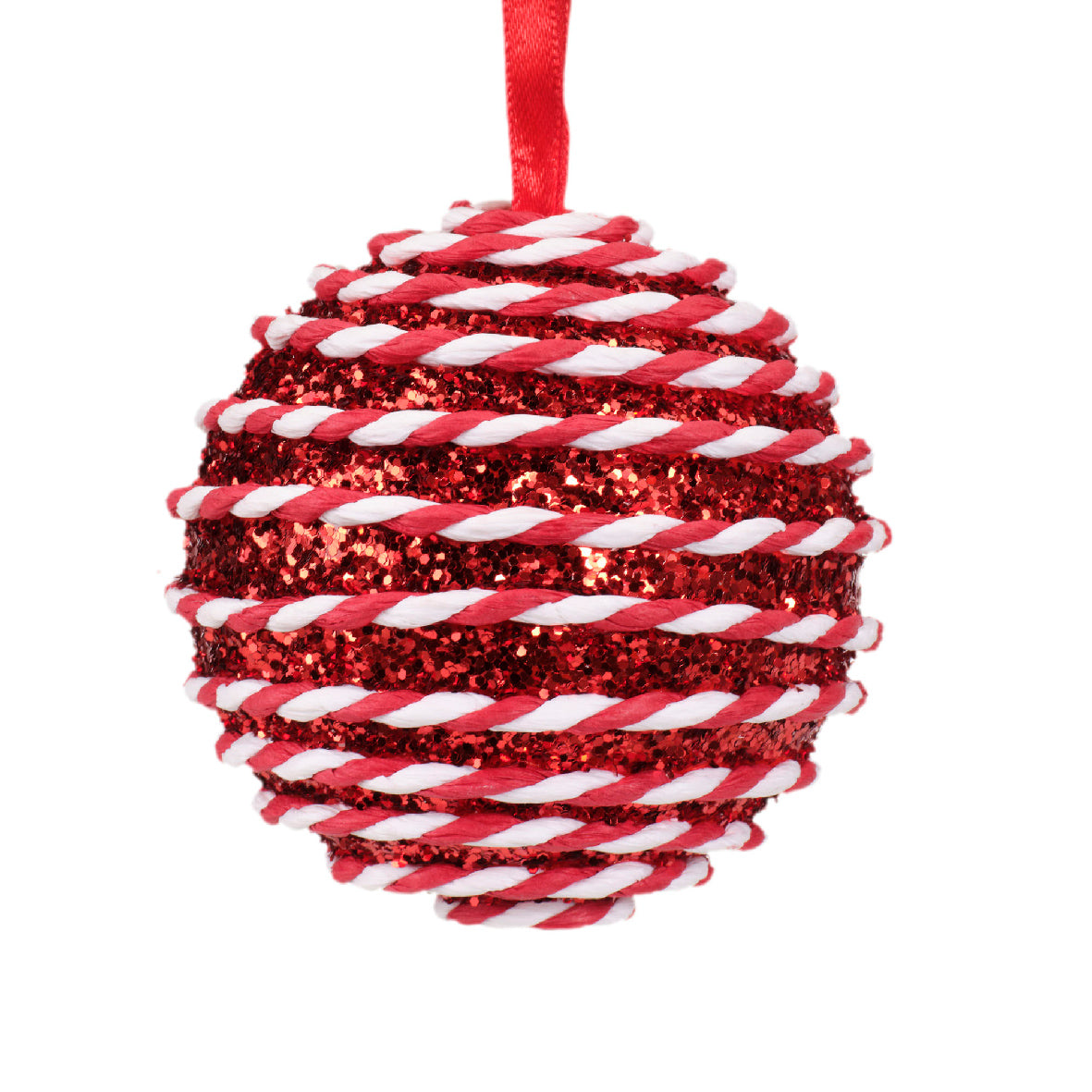 Candy cane foam round baubles (8cm)