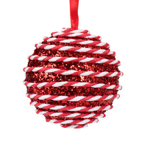 Candy cane foam round baubles (8cm)
