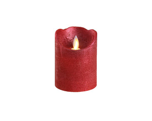 LED waving flame candle in Christmas red (10cmH)