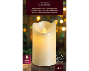 LED waving flame candle in pearl (12.5cmH)