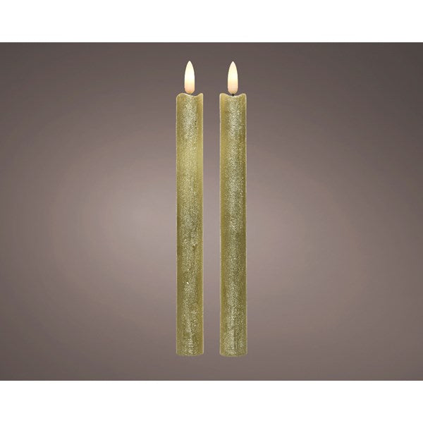 Pack of 2 gold flame effect dinner candles