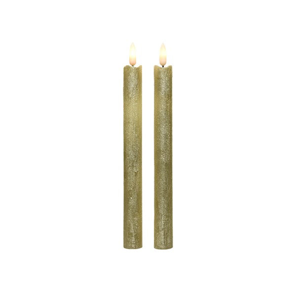 Pack of 2 gold flame effect dinner candles