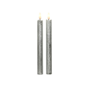 Pack of 2 silver flame effect dinner candles