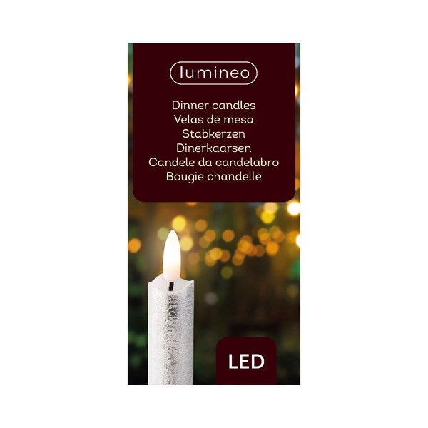 Pack of 2 silver flame effect dinner candles