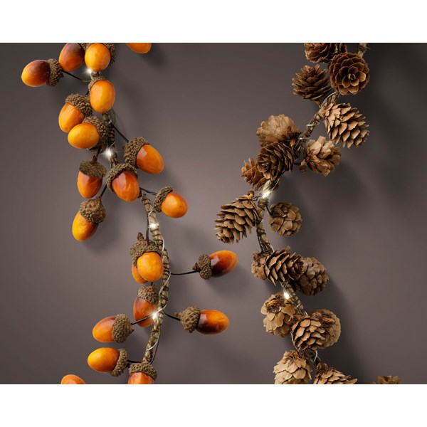 Acorn or pinecone garland with lights