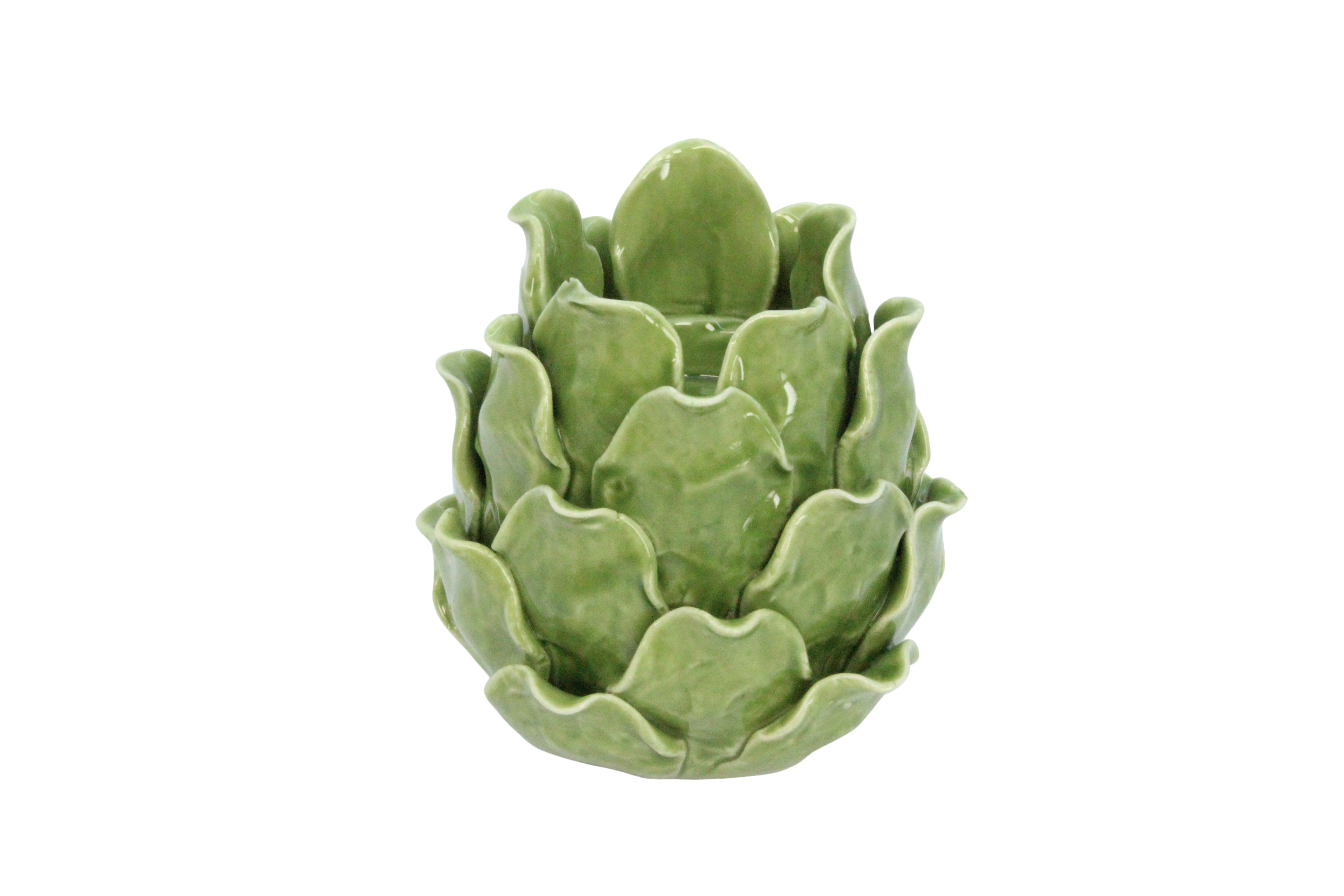 Green ceramic tealight holder