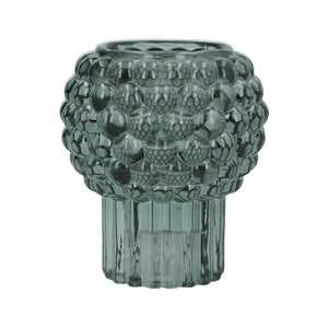 Green glass bobble crown tealight holder