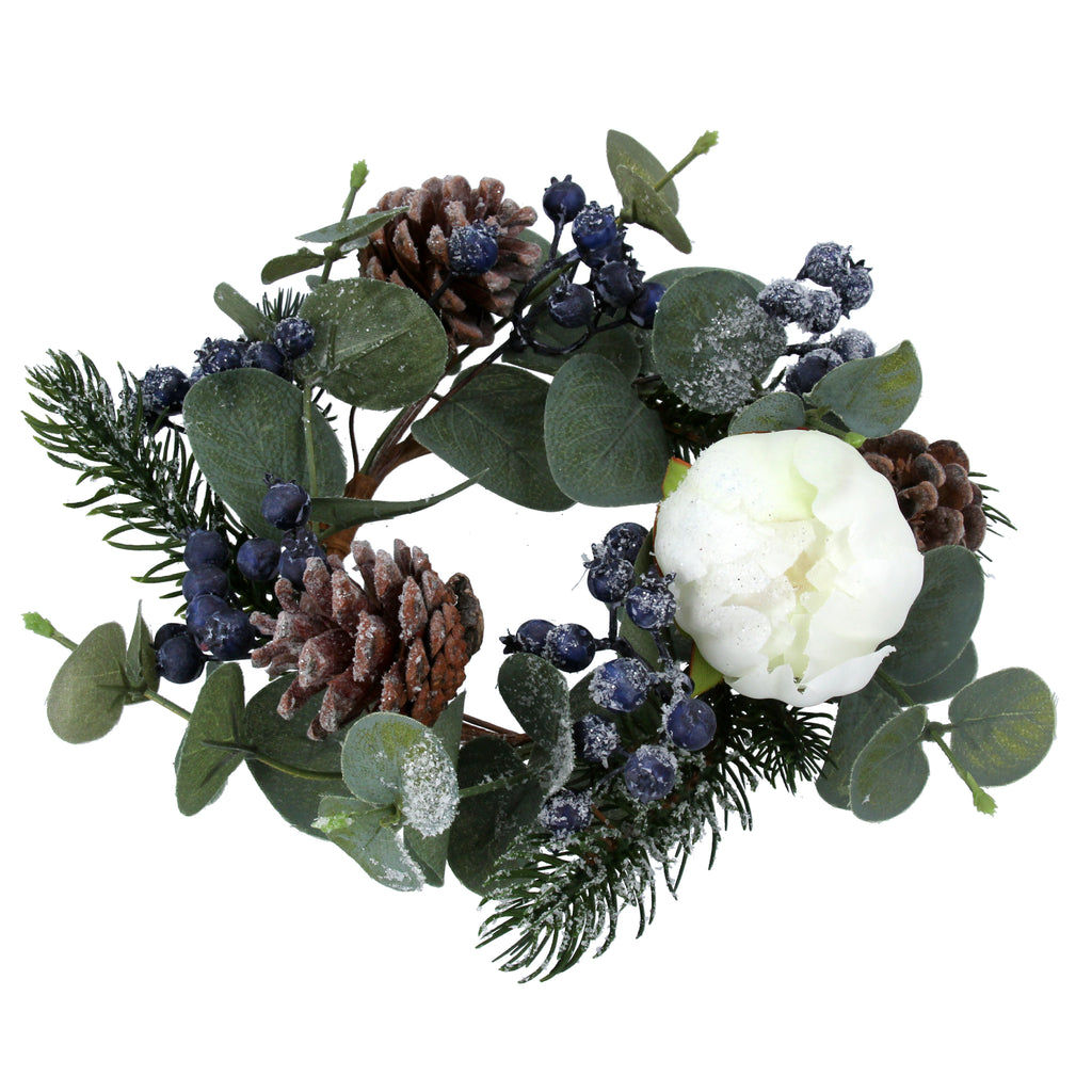 Eucalyptus and blueberry candle ring (large)