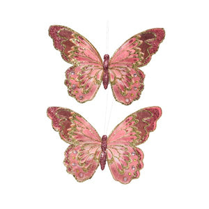 Set of 2 pink butterfly clips