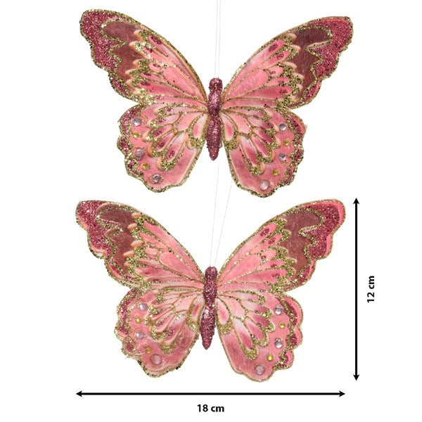Set of 2 pink butterfly clips