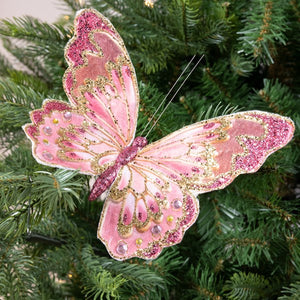 Set of 2 pink butterfly clips