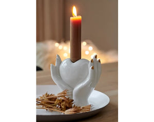 Heart in hands porcelain candleholder