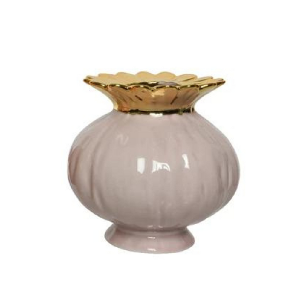 Poppy head vase with gold detail