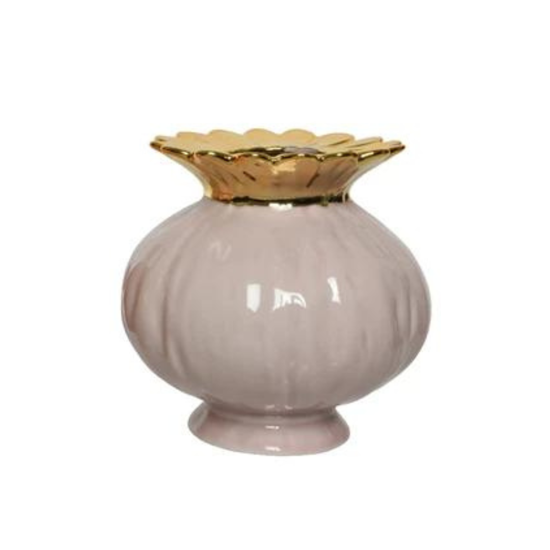 Poppy head vase with gold detail