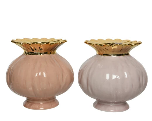 Poppy head vase with gold detail