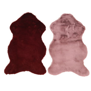 Burgundy faux fur rug